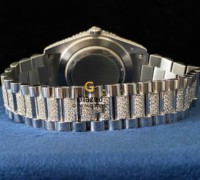 Montre analogique automatique mécanique pour homme en acier inoxydable avec mouvement ETA, cadran en verre serti de diamants moissanite incolores, style hip-hop