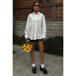 Camisa Casual de Popelina con Detalle de Ojales Metálicos Simples 3453 - Product Image 1