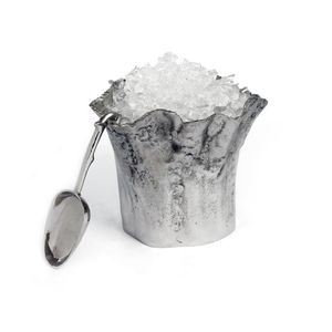 Grand matériel antique d'acier inoxydable en métal vintage avec le dessus de table de seau à glace de finition de patine - Product Image 3