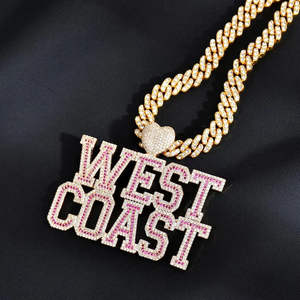 Colgante Personalizado Unisex con Iniciales 3D Combinadas, Chapado en Oro y Plata, Estilo Hip Hop, con Diamantes de Imitación y Moissanita - Product Image 3