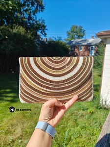 Bolso de mano de moda con cuentas de ondas arcoíris, monedero de lentejuelas a rayas llamativas, bolso de noche de declaración para festivales, fiesta colorida, boda - Product Image 6