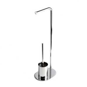<b>Freestanding</b> <b>Toilet</b> <b>Roll</b> & Brush <b>Holder</b> with Oval Chrome Base Bath & <b>Toilet</b> Supplies - Product Image 1