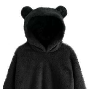 Vente en gros de sweat à capuche personnalisé pour femme, grande taille, en tissu polaire respirant, teint en pièce, style streetwear vintage, motif ours, coupe décontractée, collection automne - Product Image 3