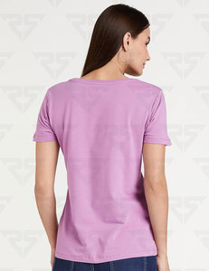 T-shirt en coton à col rond Preneum pour femmes Logo imprimé Service OEM Vente en gros T-shirt de symbole de couleurs personnalisées - Product Image 5