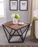 Table basse personnalisée OEM avec plateau en bois de style croissant moderne et base en fer, aspect incroyable pour un usage domestique