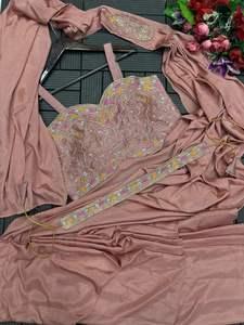 สินค้ามาใหม่ผ้าไหมผสมน้ำหนักเบาสวมใส่ง่ายทันสมัยผ้าส่าหรีพร้อมชุดทางการและลำลองจัดส่งเร็วสำหรับชุดปาร์ตี้ - Product Image 6