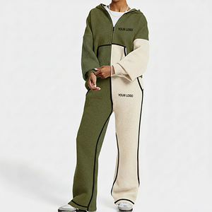 Conjunto Deportivo de 2 Piezas para Mujer, Estilo Casual de Invierno 2025, Corte Regular, Bloques de Color, Logotipo Bordado Personalizado, Ropa Deportiva Urbana - Product Image 1