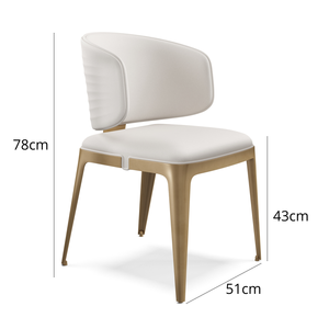 Chaises de salle à manger contemporaines en similicuir blanc et or avec pieds en métal - Meubles pour la maison - Product Image 6