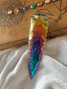 Punta de flecha de cristal de cuarzo Aura de titanio grande al por mayor, manualidades DIY naturales para la fabricación de joyas, regalo espiritual Feng Shui para ella - Product Image 6