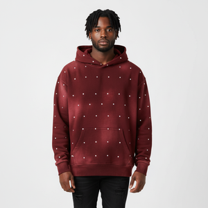 Sweat à capuche marron personnalisé avec impression à pois Streetwear mode hommes sweats à capuche sweats surdimensionnés en gros 2025 - Product Image 3