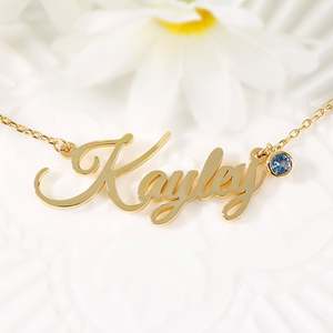 Jeulia Personalized Sterling Silver <b>Name</b> <b>Necklace</b> <b>with</b> <b>Birthstone</b>-Trendy Rhodium Plated Gift - Product Image 4