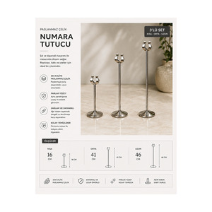 Stainless Steel <b>Place</b> <b>Card</b> & <b>Table</b> Number Holder Set of 3 Sizes (Short Medium Long) - Product Image 1