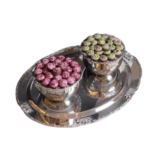 Último diseño redondo de metal decorativo para postres platos para servir dulces de chocolate para bodas y ocasiones especiales - Product Image 5