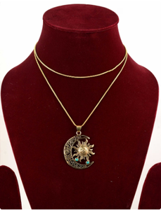 Nuevo Collar con Colgante de Sol y Luna Estilo Boho de Alta Calidad, Collares Vintage de Latón para Mujer, Chapado en Oro de 18k, Joyería Celestial, Venta al por Mayor/OEM - Product Image 3
