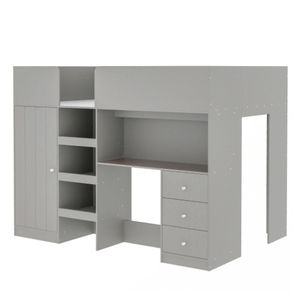 Loft cama de madera multifuncional con armario integrado, escritorio, estantes de almacenamiento y cajones, hecho por un fabricante vietnamita - Product Image 2