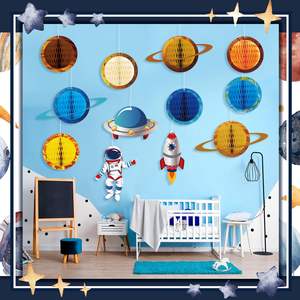 Decorazioni a Nido d'Ape del Sistema Solare, Galassia 3D, Razzo, Astronauta, Accessori per Feste di Compleanno a Tema Spaziale - Product Image 2