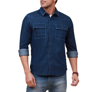Chemise en jean classique à manches longues pour homme, respirante, 100 % coton, élégante, décontractée, boutonnée, pour le travail quotidien, l'extérieur, durable, hiver - Product Image 1