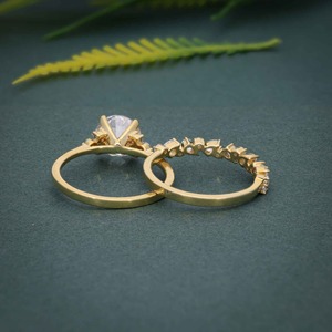 ชุดแต่งงานเพชรเพาะเลี้ยงในห้องปฏิบัติการ ได้รับการรับรองจาก IGI เกรด VVS พร้อมแหวนหมั้นทอง 14k สำหรับเป็นของขวัญแต่งงาน ราคาถูก - Product Image 6