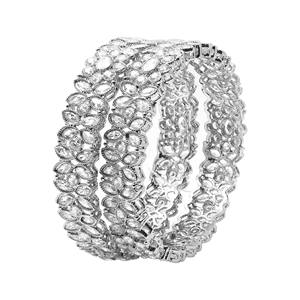 Modern Luxury Ethnic Style Women's Orthodox Sri Jaya Jewelry Brass Bangles <b>Set</b> Reverse AD <b>Silver</b> Plated for Weddings - Product Image 1