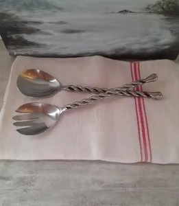 Juego de cubiertos vintage de lujo inspirados en el espacio, cuchara para ensalada de acero inoxidable, tenedor, cuchara para servir de color, tenedor, lujo vintage - Product Image 6