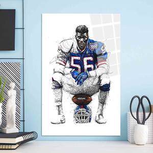 Lienzo de fútbol americano de Lawrence Taylor: Impresión artística motivacional deportiva, arte en vidrio templado - Product Image 1