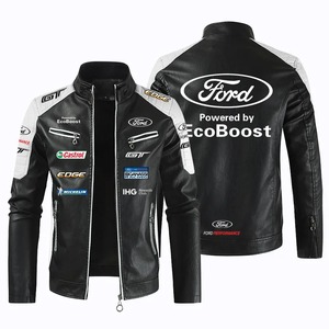 Veste de moto de course en cuir de mouton véritable pour hommes imperméable et coupe-vent en toile d'hiver chaude - Product Image 5