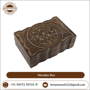 กล่องไม้แกะสลักด้วยมือขนาด9X6X3นิ้วไม้มะม่วงสีเผาไหม้ที่สวยงาม - Product Image 4