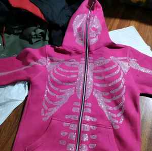 Sudadera con Capucha de Alta Calidad, Corte Regular, Estilo Desgastado, con Cierre, Bordada, Lavado Ácido, Mezcla de Algodón, con Bolsillo para Invierno - Product Image 1