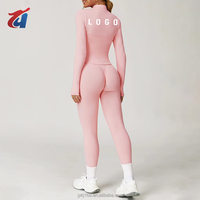 Vêtements de sport pour la gym, ensemble de yoga 2 pièces, veste zippée sans couture, ensemble de survêtement pour femmes, leggings taille haute, ensembles de fitness pour la gym