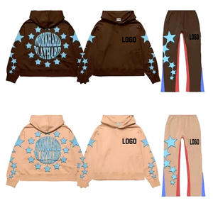 Venta al por mayor de chándal de algodón liso de peso pesado personalizado para hombre con capucha y chándal de dos piezas chándales OEM pulóver chándales para hombre - Product Image 3