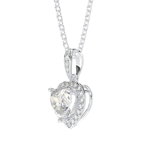 Collier avec pendentif en forme de cœur pour femmes, ensemble de lunette en pierre CZ, Halo en argent Sterling 925, collier jaune traditionnel - Product Image 2