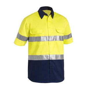 Ropa de trabajo de algodón de dos tonos Camisas Hivis Camisa de trabajo de seguridad Reflector Hombres Ropa de trabajo de manga larga Logotipo personalizado - Product Image 5