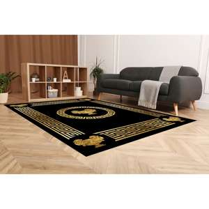 Alfombra Dorada, Alfombras de Escalón, Alfombras con Patrones Griegos, Alfombras Modernas, Alfombra Estampada, Alfombra Delgada No Tejida - Product Image 3