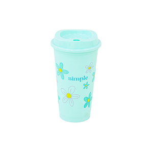 แก้วกาแฟพลาสติก PP ลายดอกไม้ ขนาด 500 มล. พร้อมฝาปิดแบบดูด ใช้ซ้ำได้ เหมาะสำหรับชาเย็น น้ำผลไม้ ชานมไข่มุก แบบนำกลับบ้าน - Product Image 3