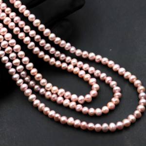 Perles en forme de pomme de terre lisses en perle rose magnifique, très vendues, 5-5,5 mm, qualité AAA+, pierres précieuses en gros pour la fabrication de bijoux - Product Image 6
