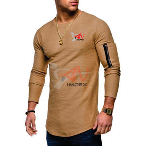 T-shirt pull-over de haute qualité pour hommes, impression personnalisée du logo, manches longues flexibles en polyester/coton anti-boulochage pour l'été - Product Image 2