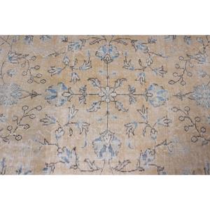 Tapis vintage, grand tapis turc de 5,1 x 8,7 pieds, tapis en laine unie beige et bleu - Product Image 5
