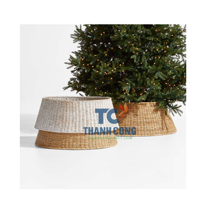 Collar de árbol de Navidad de algas marinas naturales, faldas de mimbre tejidas plegables para montar, decoración del hogar - Product Image 1