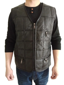 Chaleco de piel de oveja de invierno para hombre, nueva moda, Chaleco de cuero genuino, Tops cálidos, talla grande, personalizable, OEM - Product Image 2