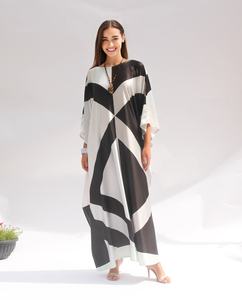 2024 tùy chỉnh Nhà cung cấp 'thanh lịch dài tay áo Maxi Dress với Retro in v-cổ rắn mô hình miễn phí Kích thước bãi biển dịp - Product Image 5