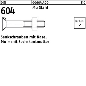 <b>Bolts</b> <b>Countersunk</b> Screw DIN 604 with Hex Nut <b>M10</b> X 45 Steel 4.6 100 Pieces - Product Image 1