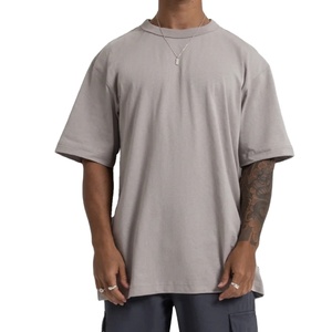 เสื้อยืดโอเวอร์ไซส์ผู้ชายผ้าฝ้าย 100% ขายส่ง แบบสั่งทำพิเศษ ไหล่ตก ทรงสตรีทแวร์ ระบายอากาศได้ดี เป็นมิตรกับสิ่งแวดล้อม แห้งเร็ว สีพื้น - Product Image 5