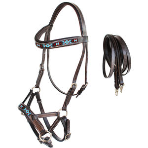 Brida de cuero de caballo personalizada con cristales acolchados fabricante en Pakistán - Product Image 1