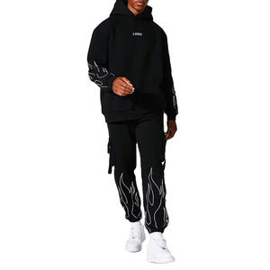 Sweat-shirt à col rond 100% coton de haute qualité pour hommes pantalon de survêtement avec logo personnalisé et conception de blocage des couleurs survêtement écologique hiver nouveau - Product Image 4