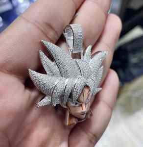 Colgante Infantil con Personaje de Goku, Moissanita Redonda de Corte Brillante, Chapado en Rodio, Joyería Fina Hip Hop, Dijes y Colgantes - Product Image 5