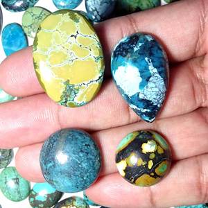 Cabochon de turquoise tibétaine naturelle semi-précieuse en vrac pour la fabrication de bijoux, produit en vrac fait à la main, forme personnalisée - Product Image 4