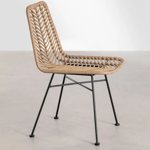 Gouda Modern Dining Chair Starkes Eisen mit synthetischer Rattan-Rückenlehne für den Innen-und Außenbereich in Wohnungen - Product Image 3
