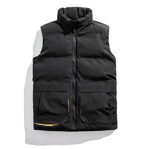 Chaleco sin mangas de invierno con logotipo personalizado para hombre, chaqueta acolchada con cuello levantado a la moda y cremallera - Product Image 5