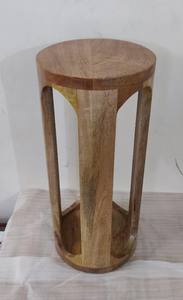 Mesa Auxiliar Redonda 100% de Madera, Soporte Rústico para Plantas, Mesa Lateral de Madera Maciza, Mesa Auxiliar Minimalista para Sala de Estar y Dormitorios - Product Image 5