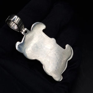 Pendentif à breloques Hip Hop unisexe en or blanc 10kt rond et taille baguette diamants de laboratoire cloutés bijoux fins - Product Image 3